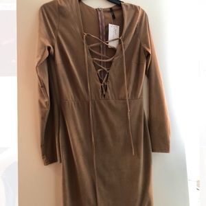 Tan tie up dress